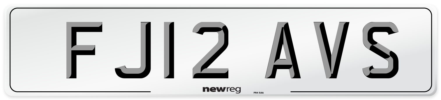 FJ12 AVS Number Plate from New Reg